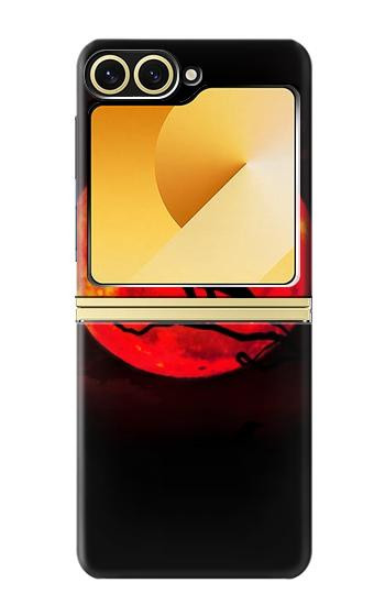 S3328 カラス赤い月 Crow Red Moon Samsung Galaxy Z Flip 6, Flip 7 FE バックケース、フリップケース・カバー