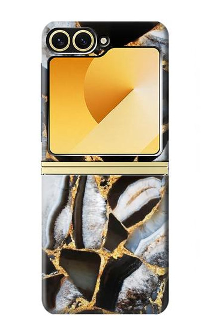 S3419 金の大理石のグラフィックプリント Gold Marble Graphic Print Samsung Galaxy Z Flip 6, Flip 7 FE バックケース、フリップケース・カバー