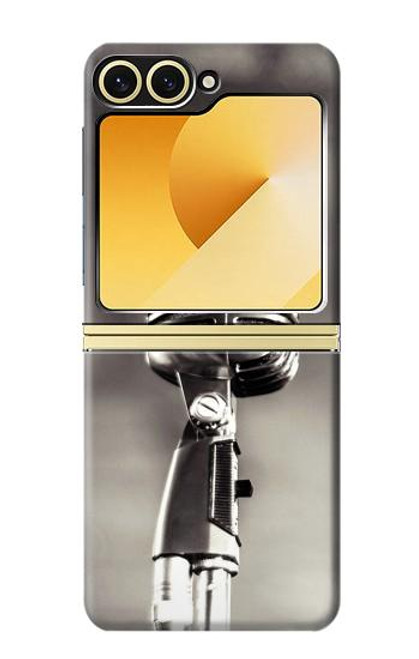 S3495 ヴィンテージのマイク Vintage Microphone Samsung Galaxy Z Flip 6 バックケース、フリップケース・カバー