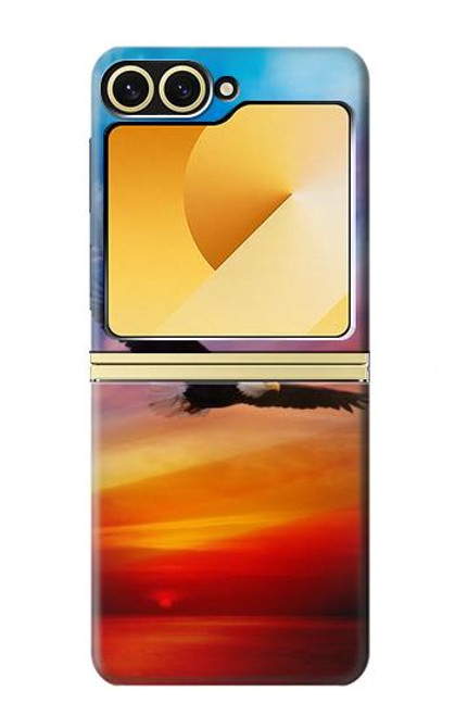 S3841 白頭ワシ カラフルな空 Bald Eagle Flying Colorful Sky Samsung Galaxy Z Flip 6 バックケース、フリップケース・カバー