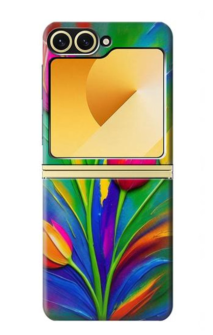 S3926 カラフルなチューリップの油絵 Colorful Tulip Oil Painting Samsung Galaxy Z Flip 6 バックケース、フリップケース・カバー