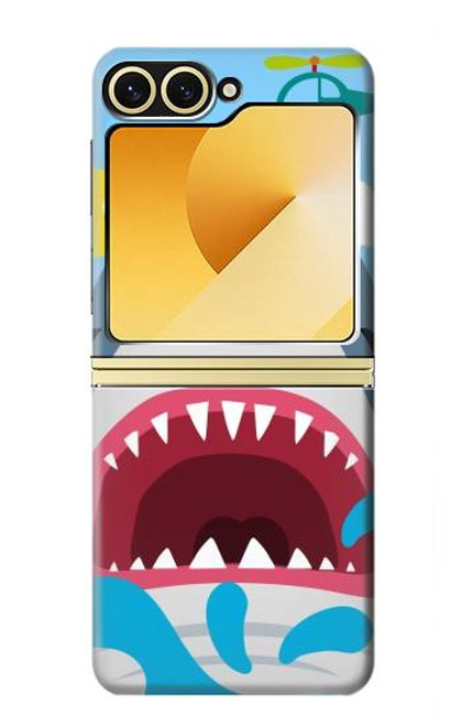 S3947 サメのヘリコプターの漫画 Shark Helicopter Cartoon Samsung Galaxy Z Flip 6, Flip 7 FE バックケース、フリップケース・カバー