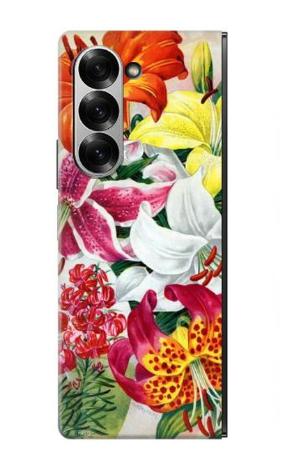 S3205 レトロ花 Retro Art Flowers Samsung Galaxy Z Fold 6 バックケース、フリップケース・カバー