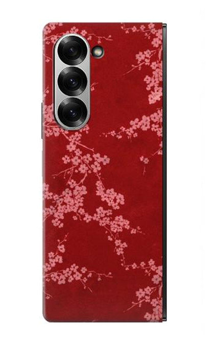 S3817 赤い花の桜のパターン Red Floral Cherry blossom Pattern Samsung Galaxy Z Fold 6 バックケース、フリップケース・カバー