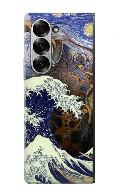 S3851 アートの世界 ヴァンゴッホ 北斎 ダヴィンチ World of Art Van Gogh Hokusai Da Vinci Samsung Galaxy Z Fold 6 バックケース、フリップケース・カバー