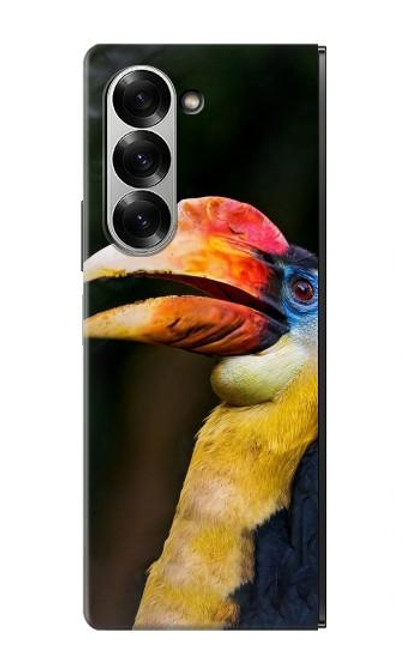 S3876 カラフルなサイチョウ Colorful Hornbill Samsung Galaxy Z Fold 6 バックケース、フリップケース・カバー