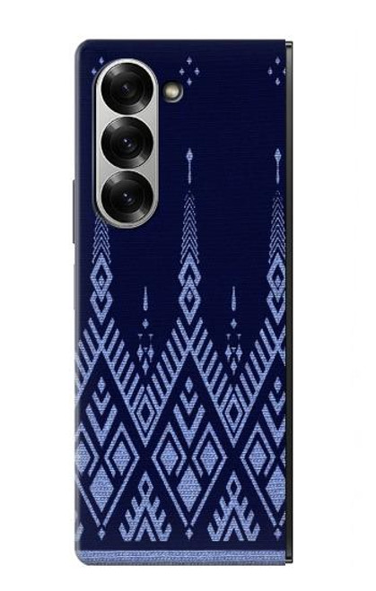 S3950 テキスタイル タイ ブルー パターン Textile Thai Blue Pattern Samsung Galaxy Z Fold 6 バックケース、フリップケース・カバー