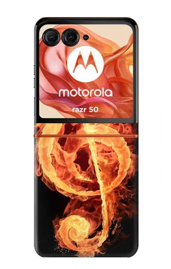 S0493 音楽ノート火災 Music Note Burn Motorola Razr 70,60,50, Razr (2026, 2025, 2024) バックケース、フリップケース・カバー