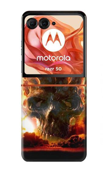 S0863 地獄火スカル Hell Fire Skull Motorola Razr 70,60,50, Razr (2026, 2025, 2024) バックケース、フリップケース・カバー