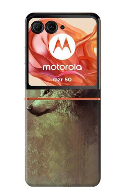 S0931 白狼と黒狼 White Black Wolf Motorola Razr 50 バックケース、フリップケース・カバー