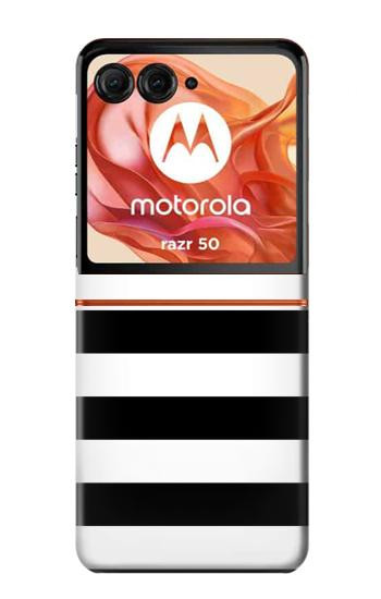 S1596 黒と白のストライプ Black and White Striped Motorola Razr 70,60,50, Razr (2026, 2025, 2024) バックケース、フリップケース・カバー