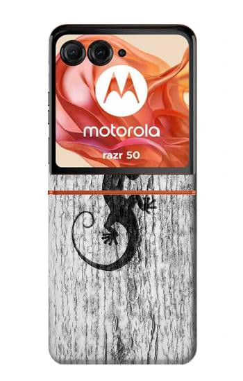 S2446 木材のヤモリ グラフィックプリント Gecko Wood Graphic Printed Motorola Razr 70,60,50, Razr (2026, 2025, 2024) バックケース、フリップケース・カバー