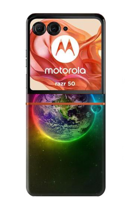 S2570 カラフルな惑星 Colorful Planet Motorola Razr 50 バックケース、フリップケース・カバー