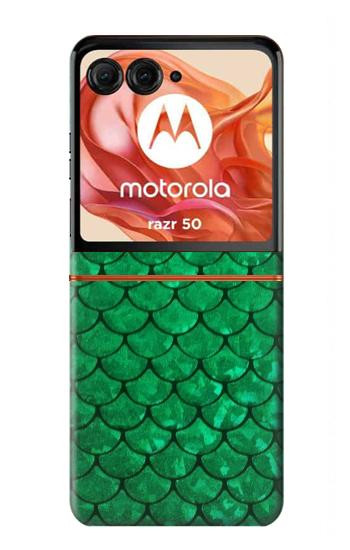 S2704 グリーンフィッシュスケールパターングラフィック Green Fish Scale Pattern Graphic Motorola Razr 70,60,50, Razr (2026, 2025, 2024) バックケース、フリップケース・カバー