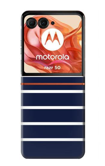 S2767 ネイビーホワイトストライプ Navy White Striped Motorola Razr 70,60,50, Razr (2026, 2025, 2024) バックケース、フリップケース・カバー