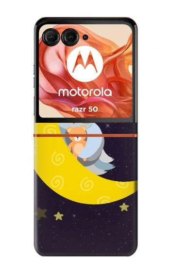 S2849 かわいいスリーピーフクロウ Cute Sleepy Owl Moon Night Motorola Razr 70,60,50, Razr (2026, 2025, 2024) バックケース、フリップケース・カバー