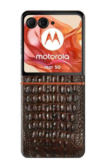 S2850 アリゲータースキングラフィック Brown Skin Alligator Graphic Printed Motorola Razr 70,60,50, Razr (2026, 2025, 2024) バックケース、フリップケース・カバー