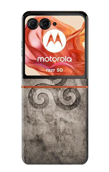 S2892 三脚巴シンボル Triskele Symbol Stone Texture Motorola Razr 70,60,50, Razr (2026, 2025, 2024) バックケース、フリップケース・カバー
