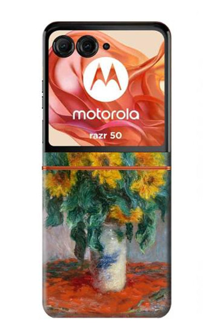 S2937 クロード・モネ ひまわり Claude Monet Bouquet of Sunflowers Motorola Razr 50 バックケース、フリップケース・カバー