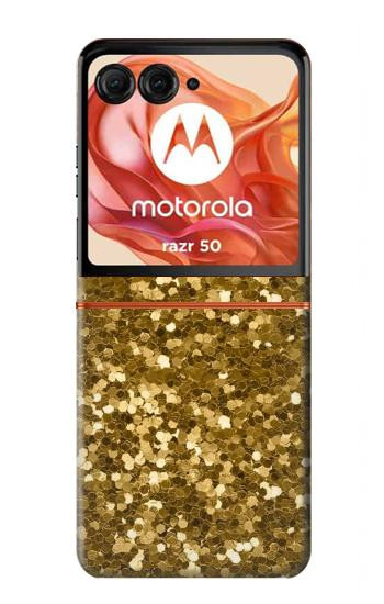 S3388 ゴールドラメグラフィックプリント Gold Glitter Graphic Print Motorola Razr 70,60,50, Razr (2026, 2025, 2024) バックケース、フリップケース・カバー