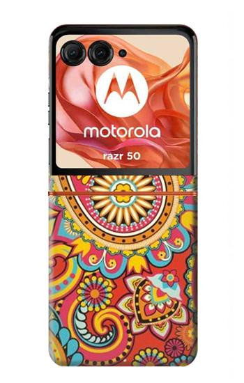 S3402 ペイズリー花柄 Floral Paisley Pattern Seamless Motorola Razr 70,60,50, Razr (2026, 2025, 2024) バックケース、フリップケース・カバー