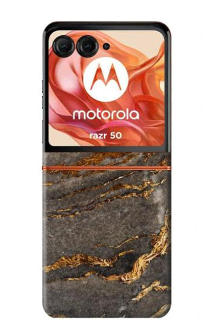 S3886 灰色の大理石の岩 Gray Marble Rock Motorola Razr 50 バックケース、フリップケース・カバー