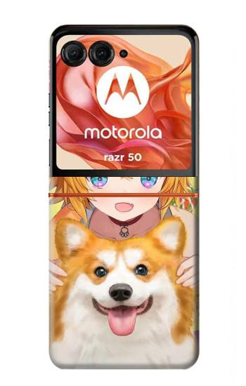 S3918 赤ちゃんコーギー犬コーギー女の子キャンディー Baby Corgi Dog Corgi Girl Candy Motorola Razr 70,60,50, Razr (2026, 2025, 2024) バックケース、フリップケース・カバー