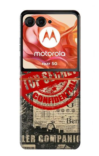 S3937 テキスト トップ シークレット アート ヴィンテージ Text Top Secret Art Vintage Motorola Razr 50 バックケース、フリップケース・カバー