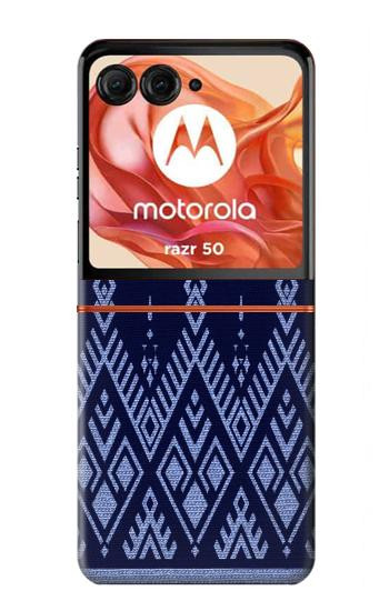 S3950 テキスタイル タイ ブルー パターン Textile Thai Blue Pattern Motorola Razr 70,60,50, Razr (2026, 2025, 2024) バックケース、フリップケース・カバー