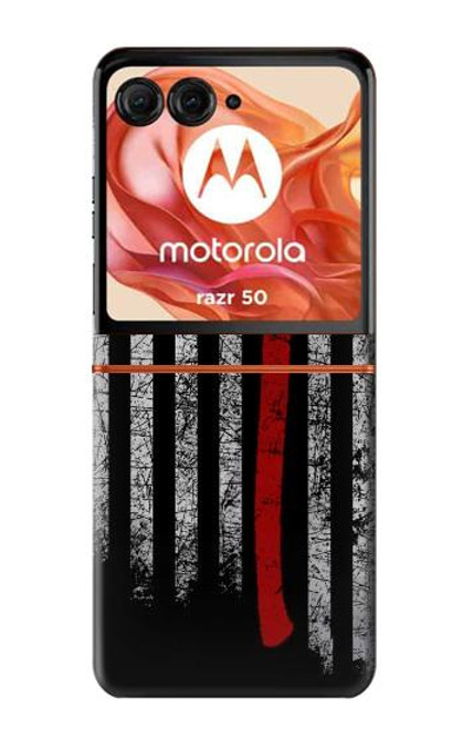 S3958 消防士の斧の旗 Firefighter Axe Flag Motorola Razr 50 バックケース、フリップケース・カバー