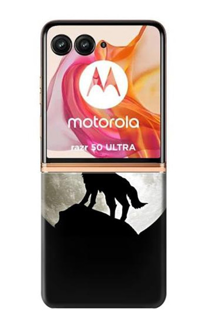 S1981 オオカミは 月にハウリング Wolf Howling at The Moon Motorola Razr 50 Ultra バックケース、フリップケース・カバー