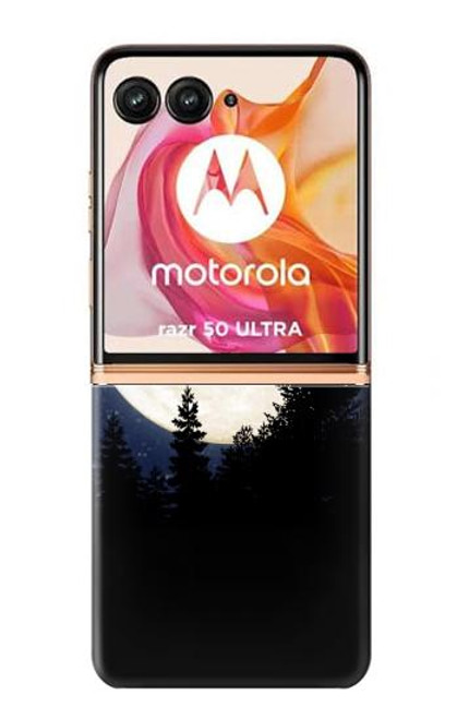 S3323 飛び象満月の夜 Flying Elephant Full Moon Night Motorola Razr 50 Ultra バックケース、フリップケース・カバー