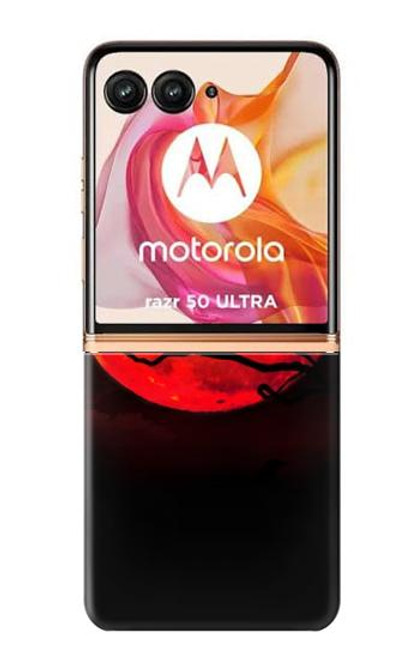 S3328 カラス赤い月 Crow Red Moon Motorola Razr 50 Ultra バックケース、フリップケース・カバー