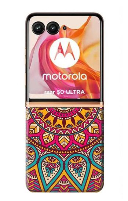 S3694 ヒッピーアートパターン Hippie Art Pattern Motorola Razr 50 Ultra バックケース、フリップケース・カバー