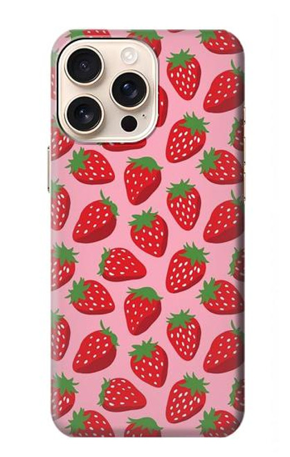 S3719 いちご柄 Strawberry Pattern iPhone 16 pro バックケース、フリップケース・カバー