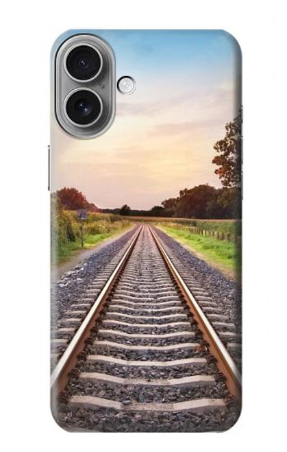 S3866 鉄道直線線路 Railway Straight Train Track iPhone 16 plus バックケース、フリップケース・カバー