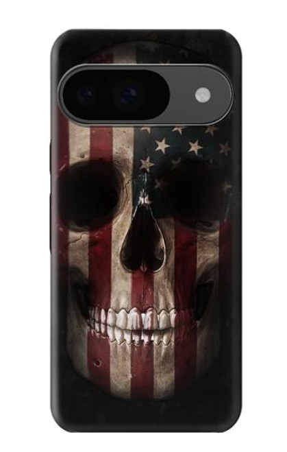 S3850 アメリカの国旗の頭蓋骨 American Flag Skull Google Pixel 9 バックケース、フリップケース・カバー