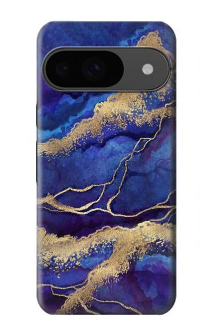 S3906 ネイビー ブルー パープル マーブル Navy Blue Purple Marble Google Pixel 9 バックケース、フリップケース・カバー