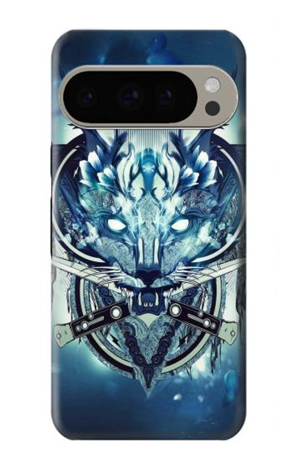 S1135 オオカミ Wolf with knives Rock Google Pixel 9 Pro バックケース、フリップケース・カバー