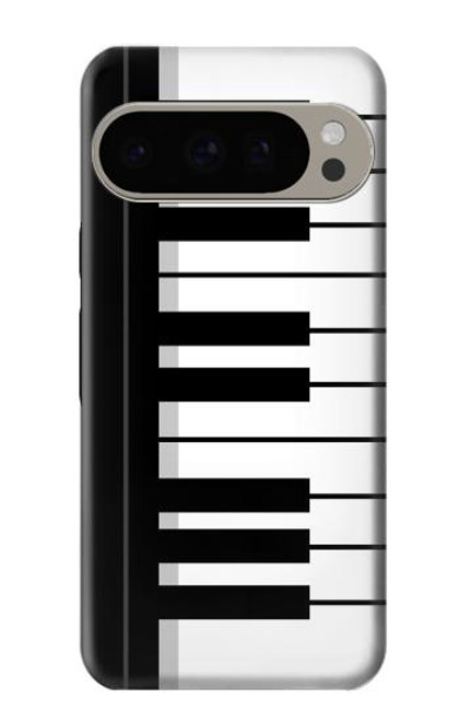 S3078 黒と白のピアノキーボード Black and White Piano Keyboard Google Pixel 9 Pro バックケース、フリップケース・カバー