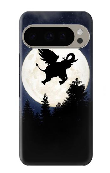 S3323 飛び象満月の夜 Flying Elephant Full Moon Night Google Pixel 9 Pro バックケース、フリップケース・カバー