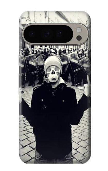 S1108 スクリームマスク 抗議者 Skull Mask Man Protester Google Pixel 9 Pro XL バックケース、フリップケース・カバー
