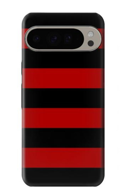 S2638 黒と赤のストライプ Black and Red Striped Google Pixel 9 Pro XL バックケース、フリップケース・カバー