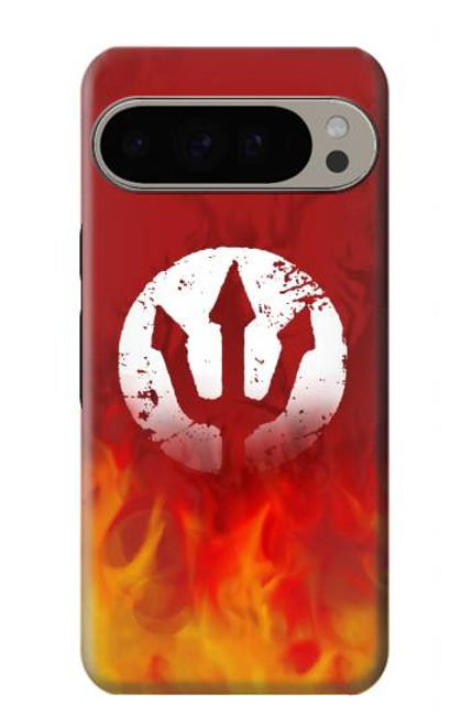 S2803 火災レッドデビル槍シンボル Fire Red Devil Spear Symbol Google Pixel 9 Pro XL バックケース、フリップケース・カバー