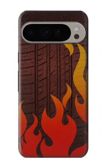 S2988 火災ラリー車のタイヤ Rally Car Tire Fire Google Pixel 9 Pro XL バックケース、フリップケース・カバー