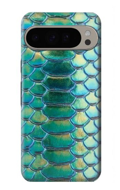 S3414 緑のヘビの鱗 グラフィックプリント Green Snake Scale Graphic Print Google Pixel 9 Pro XL バックケース、フリップケース・カバー