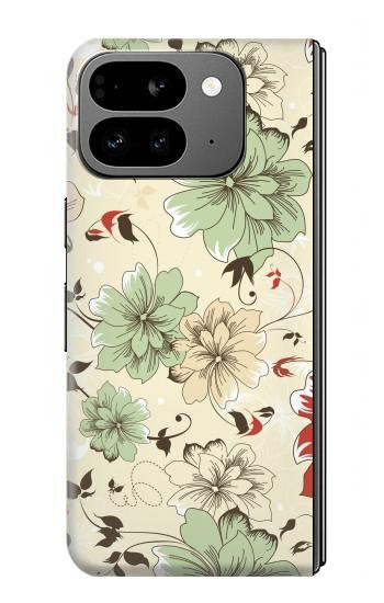 S2179 ヴィンテージ花のパターン Flower Floral Vintage Art Pattern Google Pixel 9 Pro Fold バックケース、フリップケース・カバー