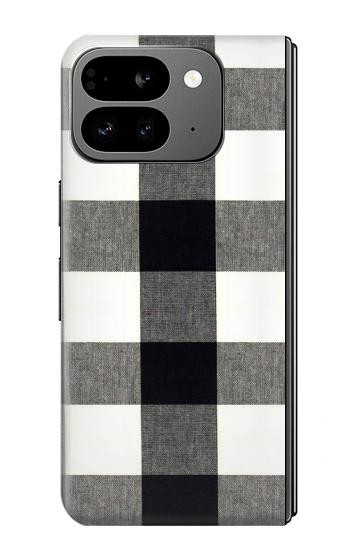 S2842 ブラックとホワイトバッファローチェック柄 Black and White Buffalo Check Pattern Google Pixel 9 Pro Fold バックケース、フリップケース・カバー