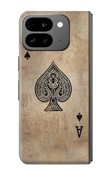 S2928 ヴィンテージスペードのエースカード Vintage Spades Ace Card Google Pixel 9 Pro Fold バックケース、フリップケース・カバー