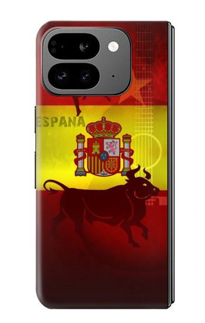 S2984 スペインサッカー Spain Football Soccer Flag Google Pixel 9 Pro Fold バックケース、フリップケース・カバー